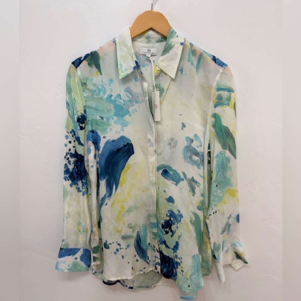 🆕 AG Adriano Goldschmied Multicolor Abstract Blouse, New with Tags, Size Small